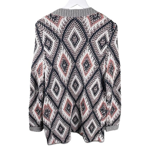 Roxy Women's Cardigan Knit Sweater Women XS Aztec Tribal Boho Open Front Drape - Picture 2 of 10